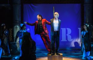 L-R: Will Swenson, Terrence Mann in “Jerry Springer – The Opera,” a production from The New Group, in a limited Off-Broadway engagement at The Pershing Square Signature Center Jan 23 – Mar 11, 2018. PHOTO CREDIT: Monique Carboni / www.thenewgroup.org