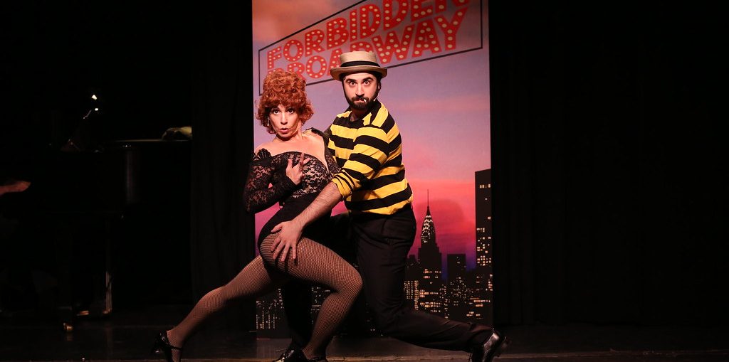 Jenny Lee Stern (left) as Gwen Verdon and Chris Collins-Pisano (right) as Bob Fosse in a scene from FORBIDDEN BROADWAY: THE NEXT GENERATION at the Triad Theatre.
